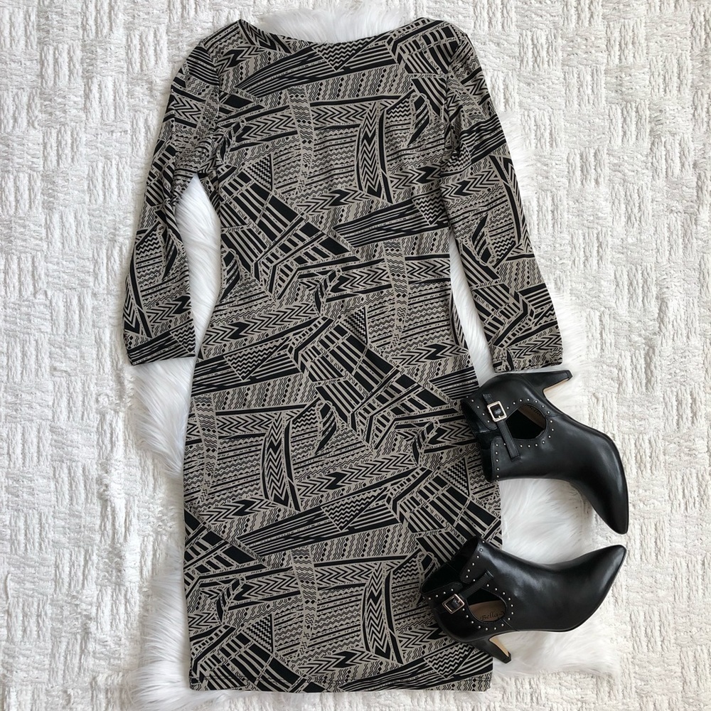 Veronica M Open Back 3/4 Sleeve Printed Dress L